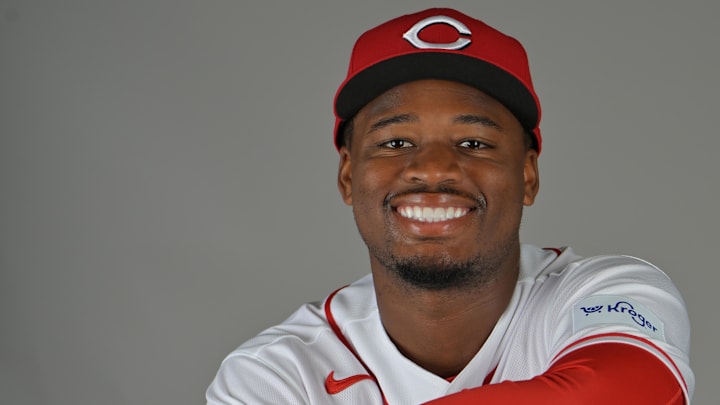 Feb 17, 2026; Goodyear, AZ, USA; Cincinnati Reds Cam Collier (82) during media day in Goodyear, Arizona. Mandatory Credit: Jayne Kamin-Oncea-Imagn Images