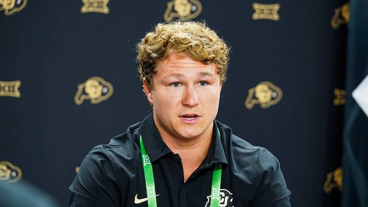 Jul 7, 2026; Frisco, TX, USA; Colorado defensive back Ben Finneseth speaks with reporters during Big 12 Conference Football Media Days at The Star. Mandatory Credit: Raymond Carlin III-Imagn Images Jul 7, 2026; Frisco, TX, USA; Colorado defensive back Ben Finneseth speaks with reporters during Big 12 Conference Football Media Days at The Star. Mandatory Credit: Raymond Carlin III-Imagn Images