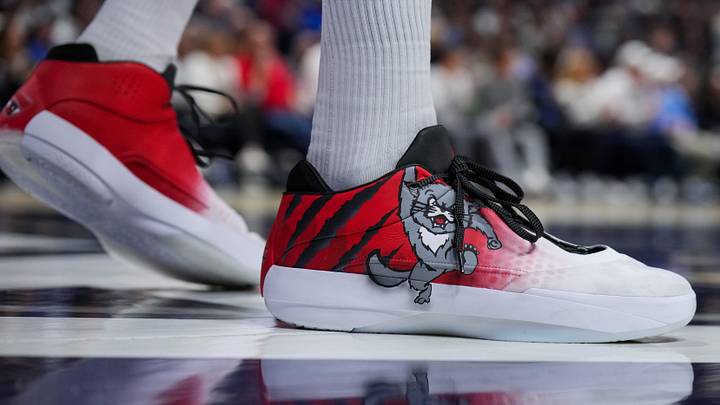Dec 5, 2025; Cincinnati, Ohio, USA; The shoes worn by Cincinnati Bearcats forward Baba Miller (18) are seen during the game against the Xavier Musketeers in the first half at the Cintas Center. Mandatory Credit: Aaron Doster-Imagn Images Dec 5, 2025; Cincinnati, Ohio, USA; The shoes worn by Cincinnati Bearcats forward Baba Miller (18) are seen during the game against the Xavier Musketeers in the first half at the Cintas Center. Mandatory Credit: Aaron Doster-Imagn Images