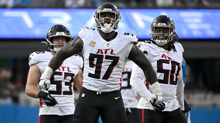 Grady Jarrett celebrates a big stop for the Falcons. Atlanta had to say good-bye to a beloved player and he wound up in Chicago. Grady Jarrett celebrates a big stop for the Falcons. Atlanta had to say good-bye to a beloved player and he wound up in Chicago.