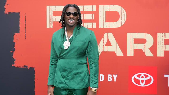 Apr 24, 2025; Green Bay, WI, USA; Texas A&M Aggies defensive end Shemar Stewart on the red carpet before the 2025 NFL Draft at Lambeau Field. Mandatory Credit: Kirby Lee-Imagn Images