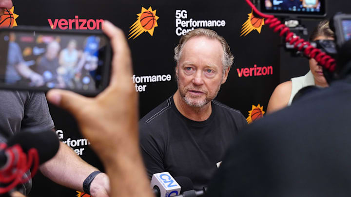 Suns head coach Mike Budenholzer speaks to the media during practice at the Verizon 5G Performance Center in Phoenix on Oct. 1, 2024.