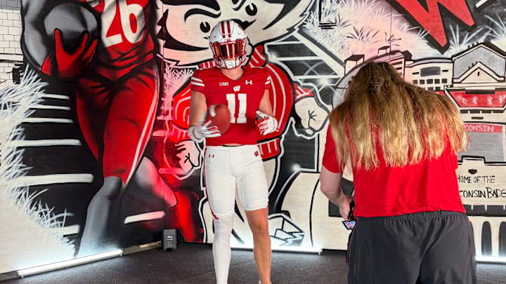 Wisconsin outside linebacker target Ben Duncum during a photo shoot at his official visit the weekend of June 12-15.