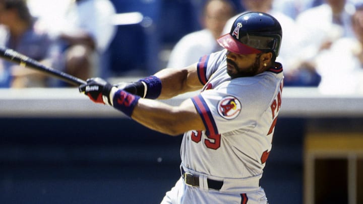 May 30, 1991; Chicago, IL, USA; FILE PHOTO; Anaheim Angels designated hitter Dave Parker against the Chicago White Sox at Comiskey Park. Mandatory Credit: Imagn Images May 30, 1991; Chicago, IL, USA; FILE PHOTO; Anaheim Angels designated hitter Dave Parker against the Chicago White Sox at Comiskey Park. Mandatory Credit: Imagn Images