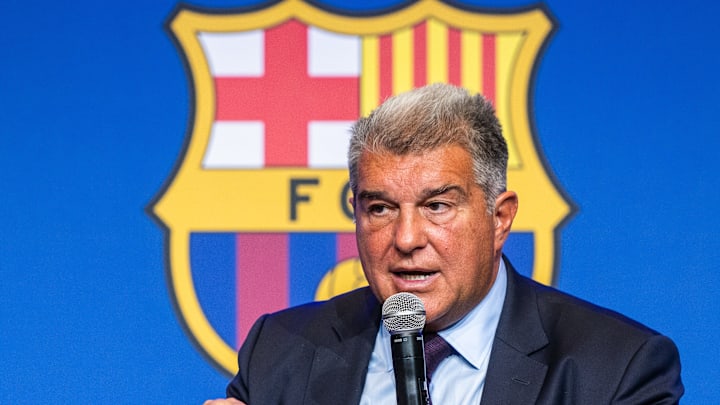 Joan Laporta lors de la conférence de presse sur l'affaire Negreira