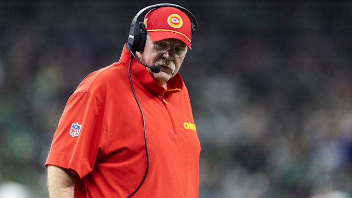 Feb 9, 2025; New Orleans, LA, USA; Kansas City Chiefs head coach Andy Reid against the Philadelphia Eagles in Super Bowl LIX at Ceasars Superdome. Mandatory Credit: Mark J. Rebilas-Imagn Images Feb 9, 2025; New Orleans, LA, USA; Kansas City Chiefs head coach Andy Reid against the Philadelphia Eagles in Super Bowl LIX at Ceasars Superdome. Mandatory Credit: Mark J. Rebilas-Imagn Images