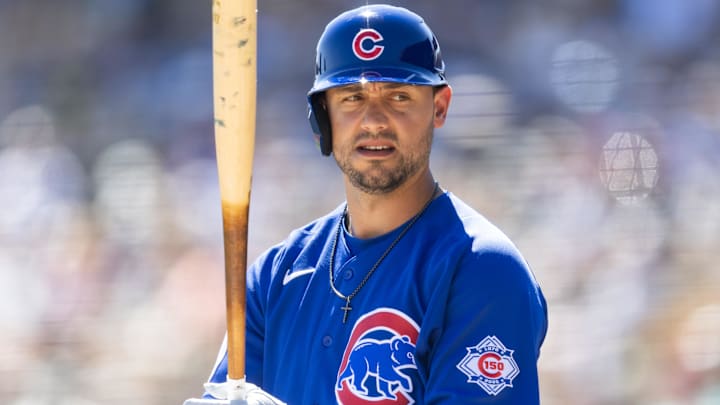 Mar 13, 2026; Phoenix, Arizona, USA; Chicago Cubs outfielder Michael Conforto against the Chicago White Sox during a spring training game at Camelback Ranch-Glendale. Mandatory Credit: Mark J. Rebilas-Imagn Images Mar 13, 2026; Phoenix, Arizona, USA; Chicago Cubs outfielder Michael Conforto against the Chicago White Sox during a spring training game at Camelback Ranch-Glendale. Mandatory Credit: Mark J. Rebilas-Imagn Images