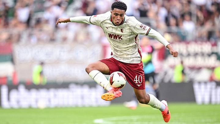 Noahkai Banks playing for FC Augsburg in the Bundesliga Noahkai Banks playing for FC Augsburg in the Bundesliga