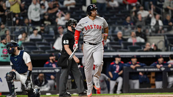 Rafael Devers hit .272 with 15 home runs and 58 RBIs with the Boston Red Sox during the 2025 season. 