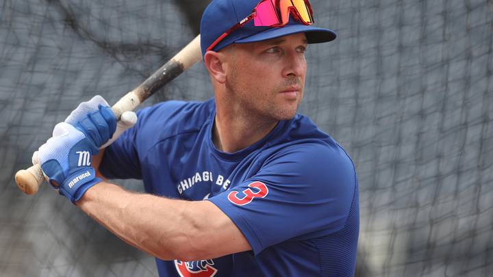 May 26, 2026; Pittsburgh, Pennsylvania, USA;  Chicago Cubs third baseman Alex Bregman (3) in the batting cage before the game against the Pittsburgh Pirates at PNC Park. Mandatory Credit: Charles LeClaire-Imagn Images