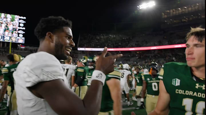 Shedeur Sanders had words with the opposing quarterback after Colorado’s win over Colorado State. Shedeur Sanders had words with the opposing quarterback after Colorado’s win over Colorado State.