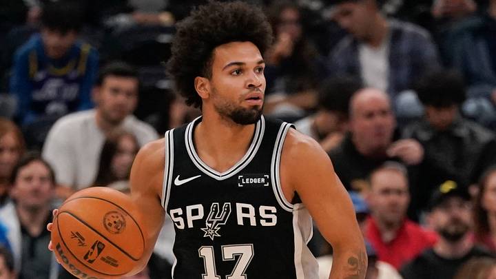 Oct 12, 2026; Salt Lake City, Utah, USA; San Antonio Spurs guard Ja'Kobi Gillespie (17) dribbles during the first half against the Utah Jazz at Delta Center. Mandatory Credit: Aaron Baker-Imagn Images Oct 12, 2026; Salt Lake City, Utah, USA; San Antonio Spurs guard Ja'Kobi Gillespie (17) dribbles during the first half against the Utah Jazz at Delta Center. Mandatory Credit: Aaron Baker-Imagn Images