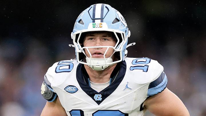 Aug 29, 2026; Dublin, Co. Dublin, IRL; North Carolina Tar Heels linebacker Peyton Seelmann (10) runs on the field  against the TCU Horned Frogs in the first half at Aviva Stadium. Mandatory Credit: Laszlo Geczo-Imagn Images
