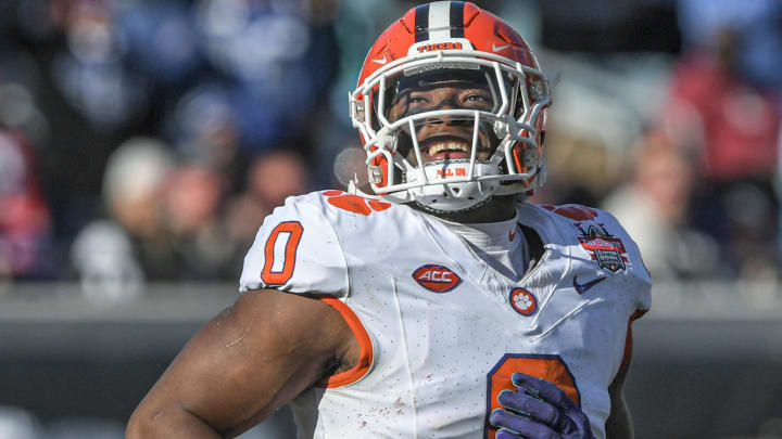 Clemson linebacker Barrett Carter smiles after recovering a fumble against Kentucky during the fourth quarter of the TaxSlayer Gator Bowl at EverBank Stadium in Jacksonville , Florida, Friday, December 29, 2023. Clemson won 38-35.