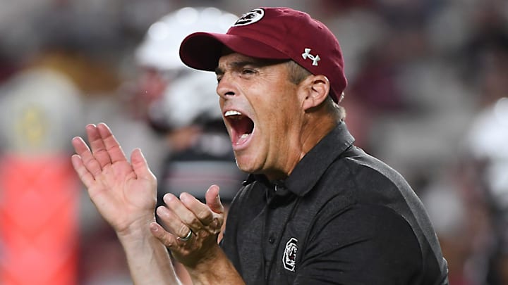 Shane Beamer gets fired up during South Carolina's Spring football game (April 20th, 2024)
