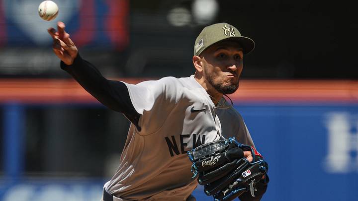 May 17, 2026; New York City, New York, USA; New York Yankees pitcher Elmer Rodriguez (71) delivers a pitch during the second inning against the New York Mets at Citi Field. Mandatory Credit: Vincent Carchietta-Imagn Images