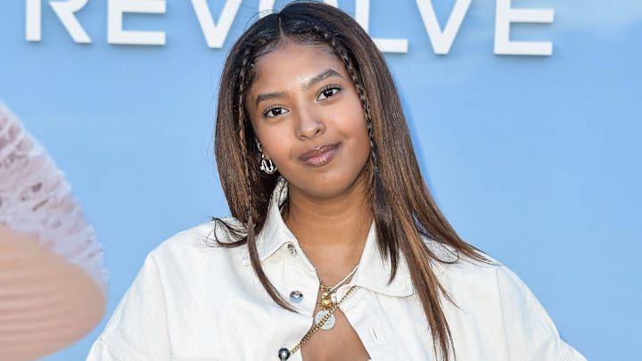 Natalia Bryant arrives at the REVOLVE Festival 2023 celebrating the 20th Anniversary of REVOLVE.