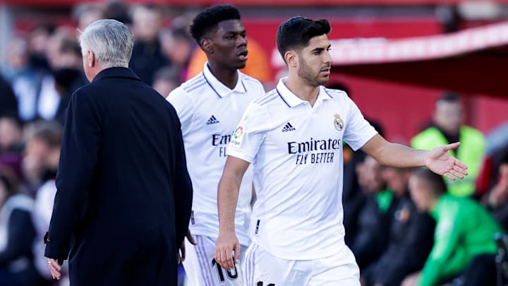 Aurelien Tchouameni, Carlo Ancelotti y Marco Asensio