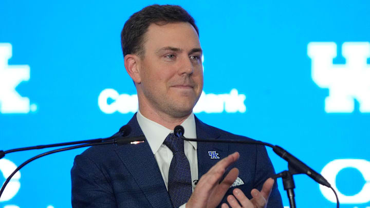 New Kentucky Wildcat head coach Will Stein makes remarks as he is introduced at Kentucky on Wednesday, December 3, 2025 New Kentucky Wildcat head coach Will Stein makes remarks as he is introduced at Kentucky on Wednesday, December 3, 2025