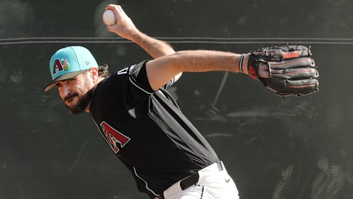 Arizona Diamondbacks pitcher Ryan Thompson (81) during spring training workouts on Feb. 10, 2026, at Salt River Fields in Scottsdale.