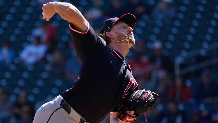 Sep 13, 2026: Cleveland Guardians starting pitcher Tanner Bibee (28) throws to the Minnesota Twins in the second inning at Target Field. Credit: Bruce Kluckhohn-Imagn Images