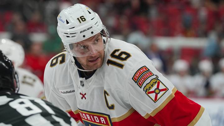 Sep 29, 2026; Raleigh, North Carolina, USA; Florida Panthers center Aleksander Barkov (16) waits for a face off during the second period against the Carolina Hurricanes at Lenovo Center. Mandatory Credit: James Guillory-Imagn Images Sep 29, 2026; Raleigh, North Carolina, USA; Florida Panthers center Aleksander Barkov (16) waits for a face off during the second period against the Carolina Hurricanes at Lenovo Center. Mandatory Credit: James Guillory-Imagn Images