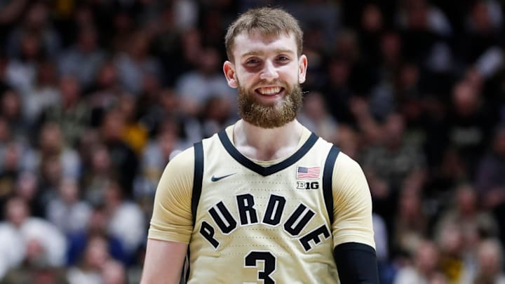 Purdue Boilermakers guard Braden Smith (3) smiles during the NCAA men’s basketball game against Toledo 