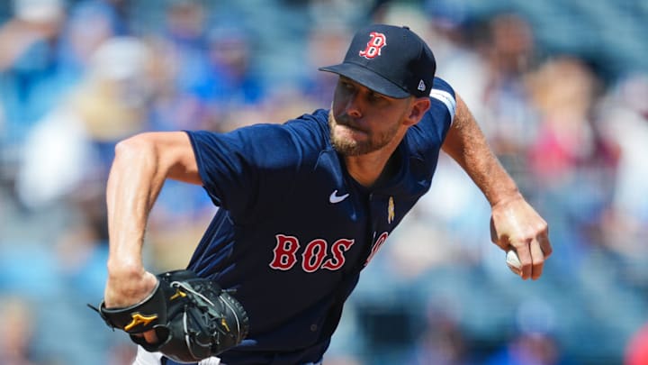 Sep 3, 2023; Kansas City, Missouri, USA; Boston Red Sox starting pitcher Chris Sale (41) pitches
