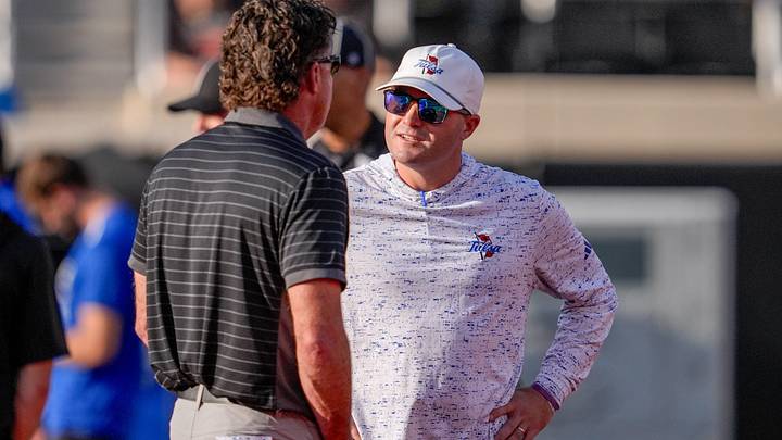 Oklahoma State head coach Mike Gundy and Tulsa head coach Tre Lamb. Oklahoma State head coach Mike Gundy and Tulsa head coach Tre Lamb.
