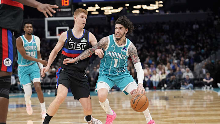 The Charlotte Hornets guard LaMelo Ball are battling for a play-in spot on Friday night. 