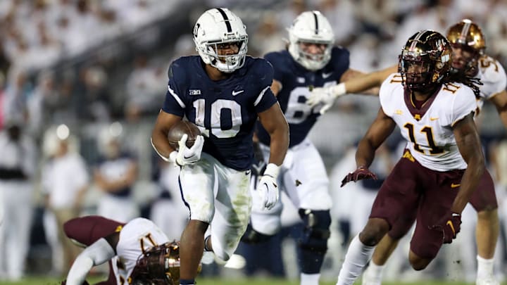 Oct 22, 2022; University Park, Pennsylvania, USA; Penn State Nittany Lions running back Nicholas Singleton (10)