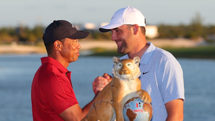 Tiger Woods and Scottie Scheffler at the 2024 Hero World Challenge