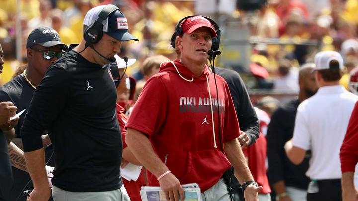 Oklahoma head coach Brent Venables looks on from the sideline during the first half against the Michigan Wolverines. Oklahoma head coach Brent Venables looks on from the sideline during the first half against the Michigan Wolverines.