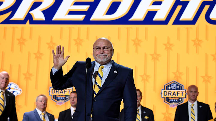 Nashville Predators general manager Barry Trotz: Christopher Hanewinckel-Imagn Images Nashville Predators general manager Barry Trotz: Christopher Hanewinckel-Imagn Images