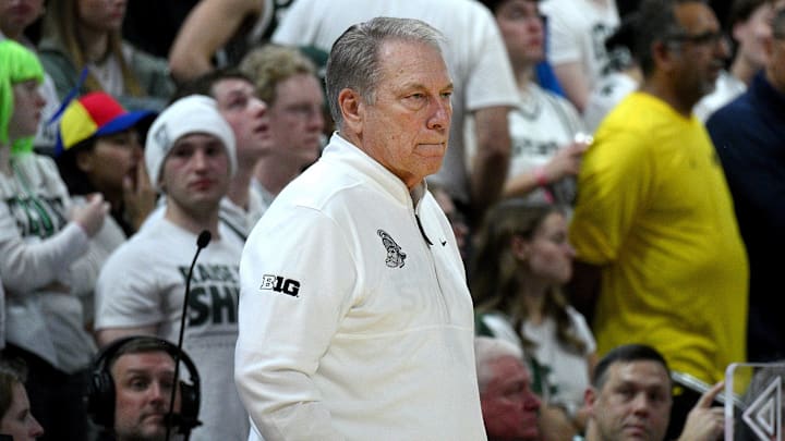 Jan 30, 2026; East Lansing, Michigan, USA;  Michigan State Spartans head coach Tom Izzo during the second half against the Michigan Wolverines at Jack Breslin Student Events Center. Mandatory Credit: Dale Young-Imagn Images