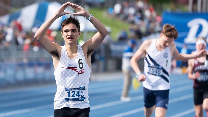 Westerm Dubuque's Quentin Nauman wins the 1600 meter race during 2025 Drake Relays on April 26, 2025, in Des Moines. Westerm Dubuque's Quentin Nauman wins the 1600 meter race during 2025 Drake Relays on April 26, 2025, in Des Moines.