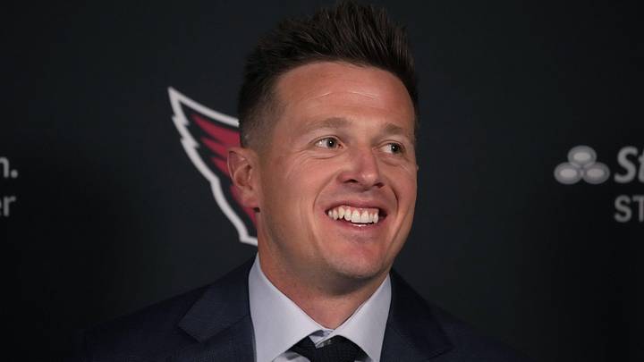 Arizona Cardinals head coach Mike LaFleur speaks during a press conference at the Arizona Cardinals facility in Tempe after the first round of the NFL Draft on April 23, 2026. Arizona Cardinals head coach Mike LaFleur speaks during a press conference at the Arizona Cardinals facility in Tempe after the first round of the NFL Draft on April 23, 2026.