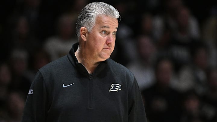Nov 28, 2025; West Lafayette, Indiana, USA; Purdue Boilermakers head coach Matt Painter watches the game from the bench during the first half against the Eastern Illinois Panthers at Mackey Arena. Mandatory Credit: Marc Lebryk-Imagn Images Nov 28, 2025; West Lafayette, Indiana, USA; Purdue Boilermakers head coach Matt Painter watches the game from the bench during the first half against the Eastern Illinois Panthers at Mackey Arena. Mandatory Credit: Marc Lebryk-Imagn Images