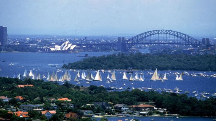 The Sydney to Hobart Yacht Race start in 1998. The Sydney to Hobart Yacht Race start in 1998.