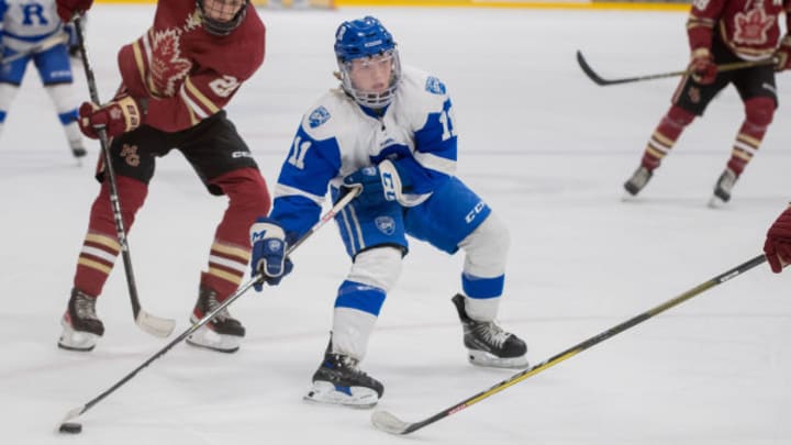 Rogers' Parker Deschene in 2023. He and his senior class have led the Royals to the 2025 MSHSL high school boys hockey state tournament.