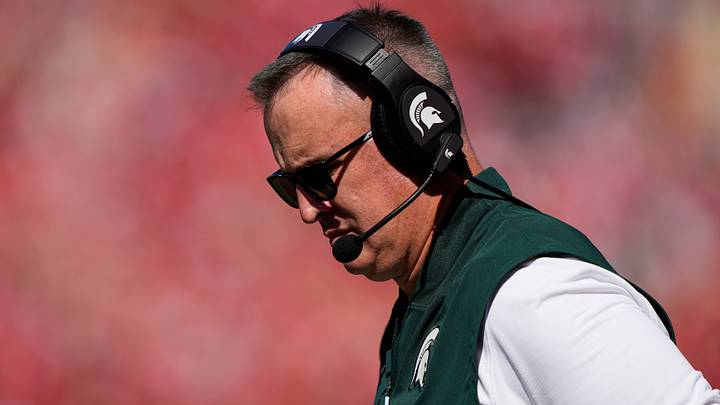 Oct 3, 2026; Madison, Wisconsin, USA; Michigan State Spartans head coach Pat Fitzgerald looks on during the second quarter against the Wisconsin Badgers at Camp Randall Stadium. Mandatory Credit: Jeff Hanisch-Imagn Images Oct 3, 2026; Madison, Wisconsin, USA; Michigan State Spartans head coach Pat Fitzgerald looks on during the second quarter against the Wisconsin Badgers at Camp Randall Stadium. Mandatory Credit: Jeff Hanisch-Imagn Images