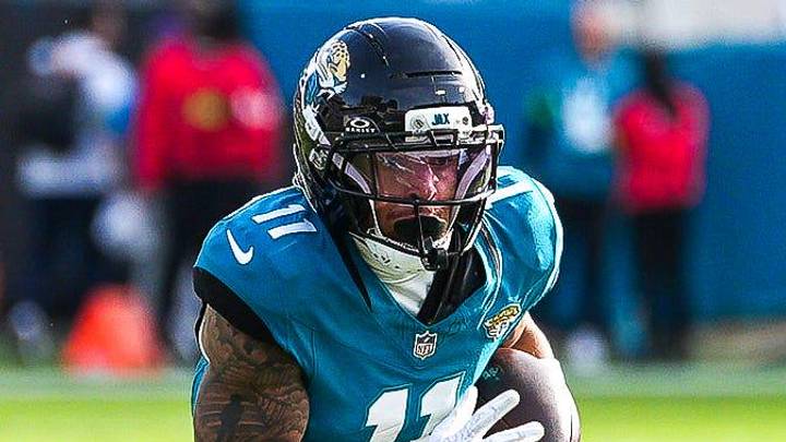 Jacksonville Jaguars wide receiver Parker Washington (11) runs during the third quarter in an NFL football AFC Wild Card playoff matchup, Sunday, Jan. 11, 2026, in Jacksonville, Fla. Bills lead 10-7 at the half over the Jaguars. The Bills defeated the Jaguars 27-24. 