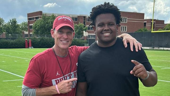 Brent Venables and 2025 OL Sean Hutton Brent Venables and 2025 OL Sean Hutton