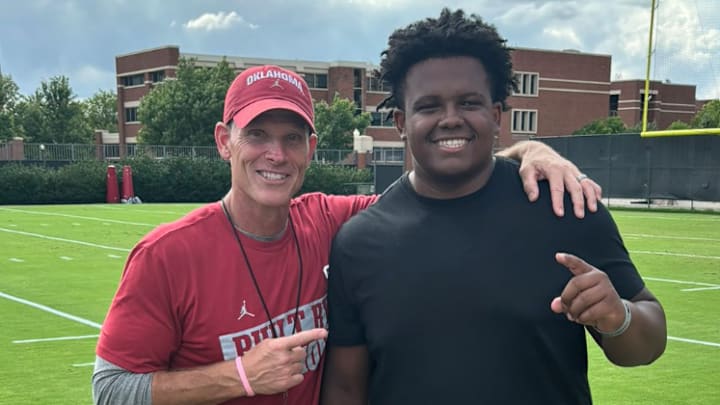 Brent Venables and 2025 OL Sean Hutton