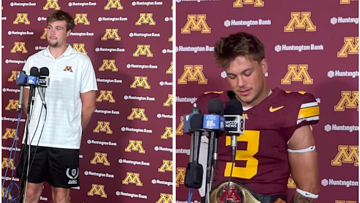 Drake Lindsey and Koi Perich at Minnesota's annual internal media days. Drake Lindsey and Koi Perich at Minnesota's annual internal media days.