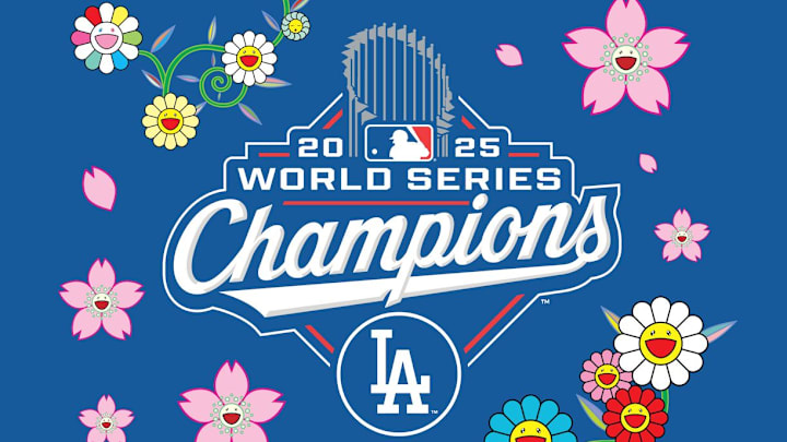 Poster for the Los Angeles Dodgers x Takashi Murakami World Series Championship collection.