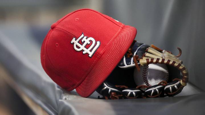 Sep 17, 2018; Atlanta, GA, USA; Detailed view of a St. Louis Cardinals hat and glove in the dugout against the Atlanta Braves in the first inning at SunTrust Park. Mandatory Credit: Brett Davis-Imagn Images
Sep 17, 2018; Atlanta, GA, USA; Detailed view of a St. Louis Cardinals hat and glove in the dugout against the Atlanta Braves in the first inning at SunTrust Park. Mandatory Credit: Brett Davis-Imagn Images