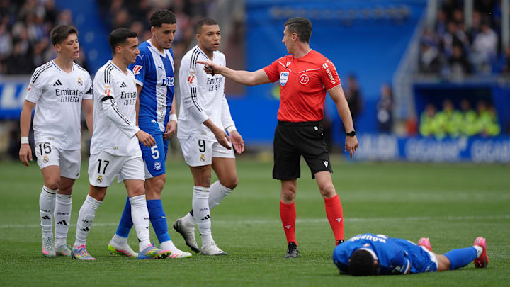 Kylian Mbappe (centre) was given his first red card in six years on Sunday Kylian Mbappe (centre) was given his first red card in six years on Sunday