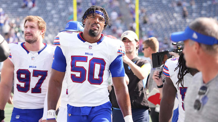 Buffalo Bills defensive end Greg Rousseau after the game against the New York Jets.