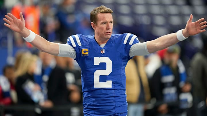 Indianapolis Colts quarterback Matt Ryan (2) warms up Sunday, Jan. 8, 2023, before a game against the Houston Texans at Lucas Oil Stadium in Indianapolis. Indianapolis Colts quarterback Matt Ryan (2) warms up Sunday, Jan. 8, 2023, before a game against the Houston Texans at Lucas Oil Stadium in Indianapolis.